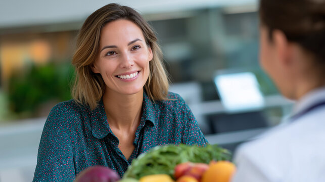 Nutritionist Discussing Healthy Meal Plans with Client in Modern Office