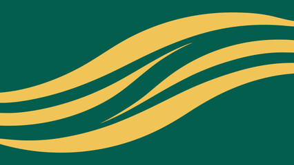 Abstract flowing yellow waves on a dark green background curve
