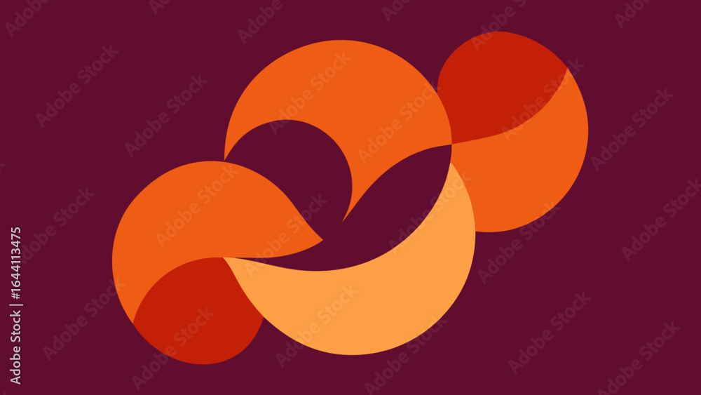 Poster abstract interlocking swirls and circles in warm orange and red tones background pattern