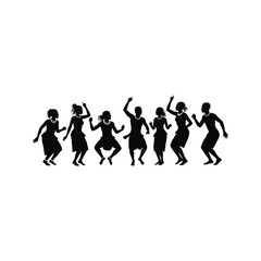 Fototapeta premium Silhouette of African People Dancing Traditional Dance African Culture Vector Illustration