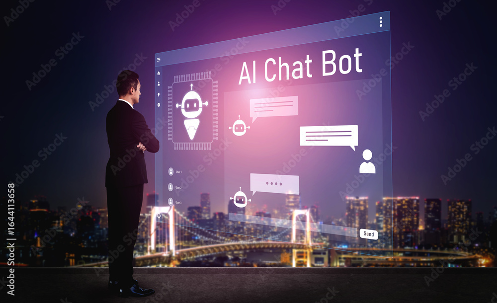 Poster ai chatbot interface facilitates communication, chatbot, and ai interaction for automated user suppo