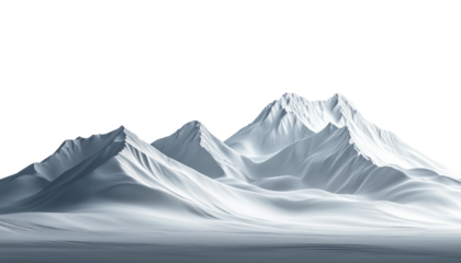 White Snow Hills and Mountains Landscape isolated on Transparent Background 
