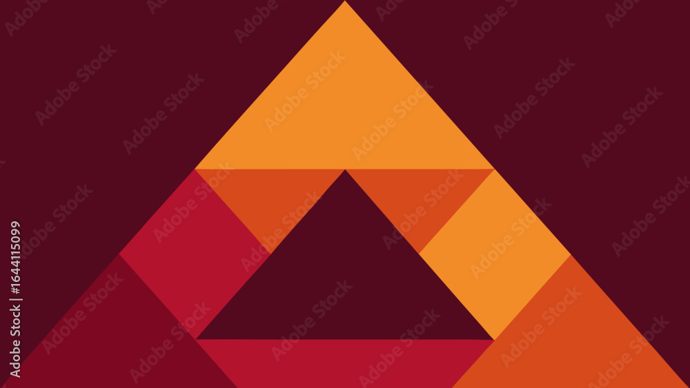 Poster geometric abstract triangle pattern in warm red orange hues background