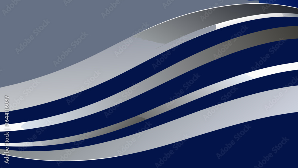 Poster modern abstract blue and silver wavy lines with gradient effect pattern background