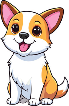 vector illustration of happy cute corgi cartoon dog