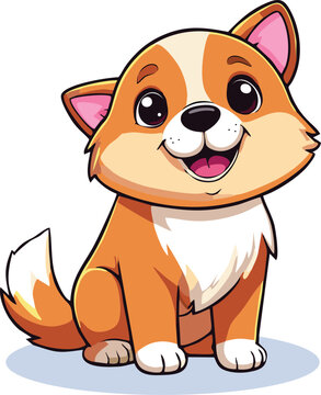 vector illustration of cute cartoon little dog 