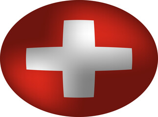 Switzerland Flag Badge - Oval Swiss Icon with 3D Effect