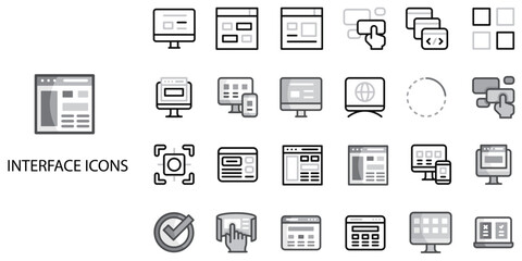 Interface simple concept 24 color icons set .Vector illustration.