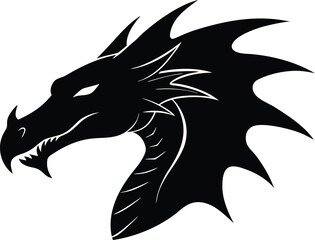 dragon head isolated silhouette vector