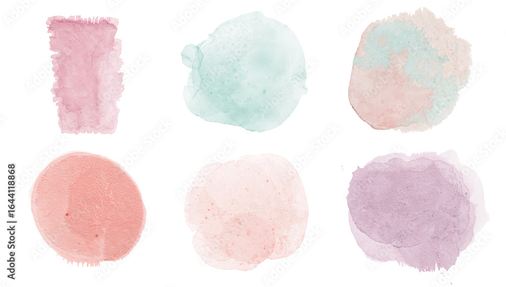 Aufkleber assorted pastel watercolor splatters creating a playful and artistic visual texture isolated
