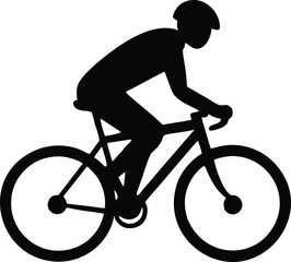 a person riding a bicycle, rider isolated silhouette vector illustration