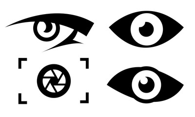 Eye Vision Icons Set - Camera Focus and View Symbols