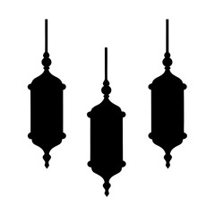 Elegant Silhouettes of Three Ramadan Lanterns Against a Clean White Background