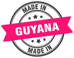 Made in Guyana round sign. Made in Guyana stamp.
