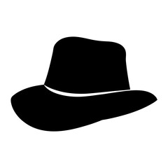Black silhouette of a classic fedora hat with a white stripe