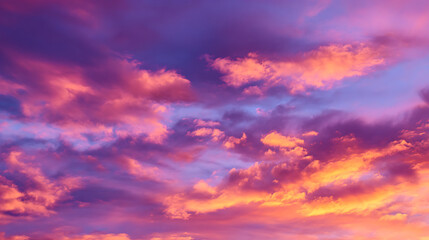 Fototapeta premium Fiery clouds painted with vibrant pinks purples and oranges sunset sunrise