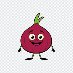 Cute Cartoon Onion Character with Green Stem and Smiling Face