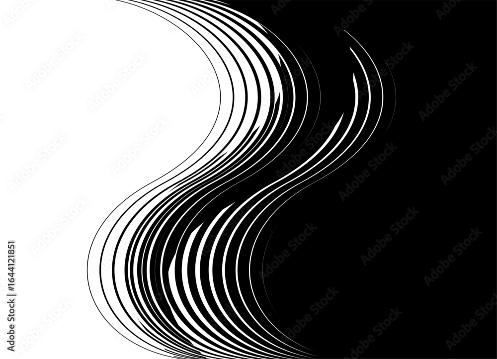 Aufkleber smooth vector transition from black to white. abstract wave of thin lines. design element for covers