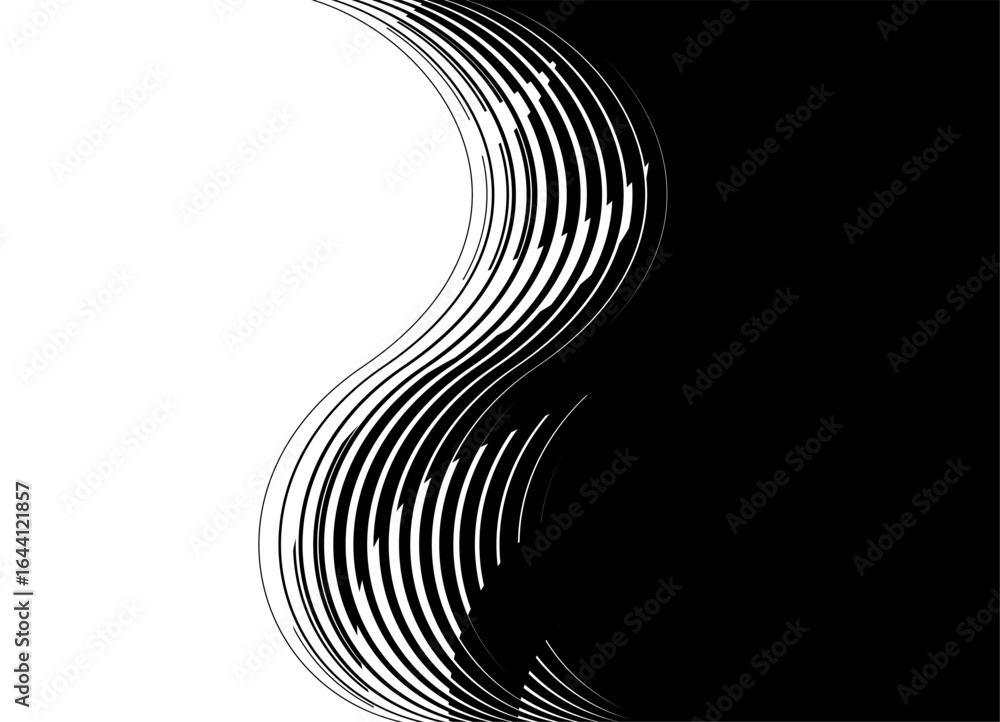 Aufkleber smooth vector transition from black to white. abstract wave of thin lines. divided two-color backgro