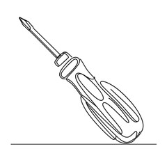 Obraz premium Simple screwdriver drawing in line art style representing hand tool