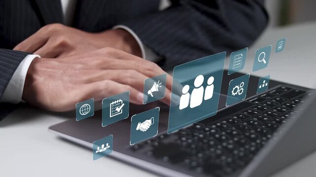 HR, Human Resources management concept. Team building,  Recruitment process to work efficiently and achieve sustainable business success. 