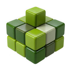 Obraz premium Abstract arrangement of green cubes on a black background