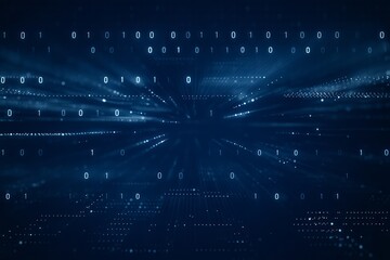 Obraz premium Digital Data Stream: Abstract Binary Code Background for Technology and Innovation Concept Visualizations