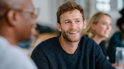Fototapeta premium Engaging Language Class for Adults Promotes Conversation Skills