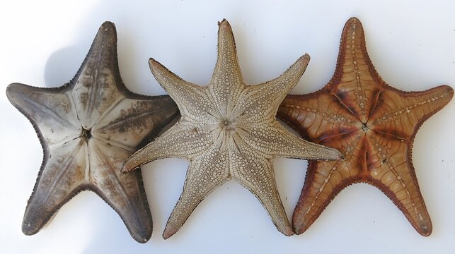Three Dried Starfish Sea Stars Ocean Collection