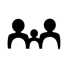 Family icon in black showing a mother, father, and a child