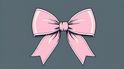 Cute coquette ribbon bow vector, soft girl bow clip art vector. Hand drawn pink ribbon bow line art