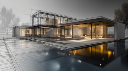 Futuristic 3D Render of Modern Architecture Design on Isolated Background