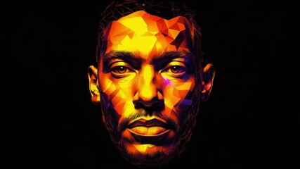 This AI-generated artwork showcases a stunning abstract face. Its colorful geometric shapes evoke strong emotions. Ideal for creative projects and artistic inspiration. Generative AI - Powered by Adobe