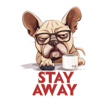 Grumpy Dog Coffee Sticker &ndash; Not a People Person, cartoon, animal