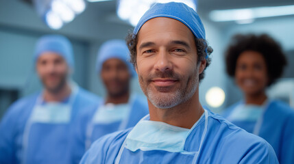 Confident Surgical Team in Modern Operating Room