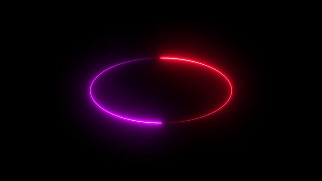 Neon circle red and violet  colour With Tapered Strokes Shape Background Loop/ 4k animation of an abstract background. abstract beautiful saber circle animation background..