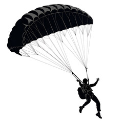 paraglider silhouette on black background , Skydiver Parachutist Silhouette Illustration