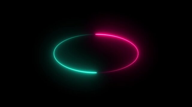 Neon circle blue and maroon colour With Tapered Strokes Shape Background Loop/ 4k animation of an abstract background. abstract beautiful saber circle animation background..
