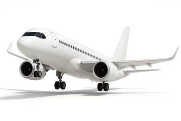 Obraz premium White airplane landing commercial aviation travel aircraft transportation flight jet plane airline 3d rendering on transparent background
