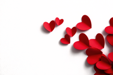 left side red hearts on white copy space