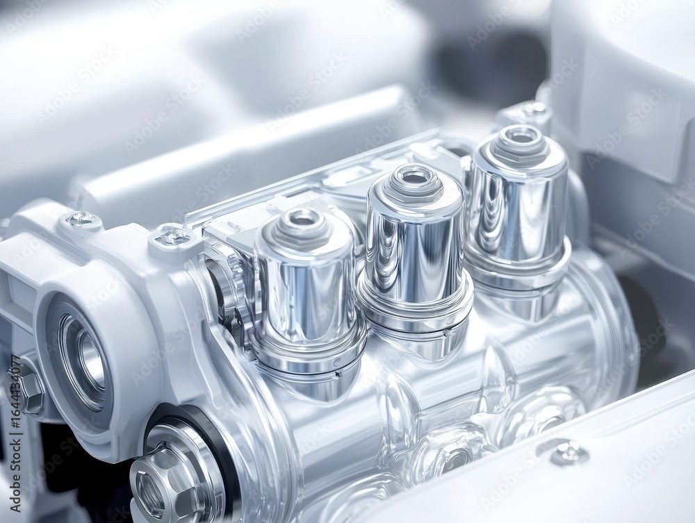 Aufkleber engineer mechanical simulation concept. shiny engine components showcasing intricate mechanical desi