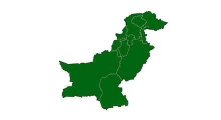 Pakistan Map: Detailed Green Outline Illustration