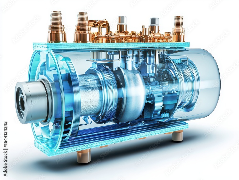 Aufkleber engineer mechanical simulation concept. transparent engine component showcasing intricate internal m