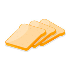 3D Isometric Flat  Set of Breakfast Toasted Bread. Item 1