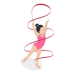 3D Isometric Flat  Illustration of Gymnastics Kids. Item 2