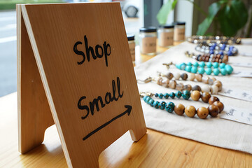 Supporting Local Businesses Handmade Jewelry on Display Encouraging Community Shopping and Small Business Saturday Concept