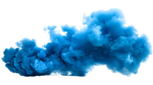 Captivating Blue Smoke Plume on Clear Background Adds Depth and Intrigue to Digital Compositions and Visual Projects