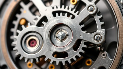 Intricate clockwork mechanism with interlocking gears