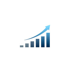 Fototapeta premium Simple flat color vector art of an upward-trending graph with blue colors on a white background, simple shapes, smooth curves, no shadows.