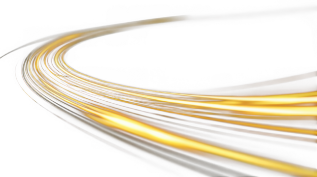 Abstract light streaks with golden and silver lines curving on a transparent background - Powered by Adobe